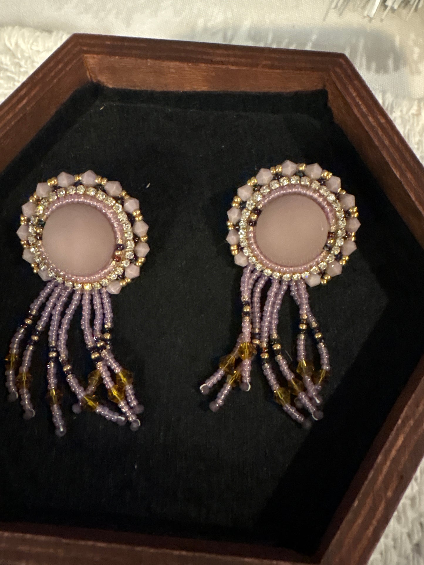Mauve Fringe Earrings