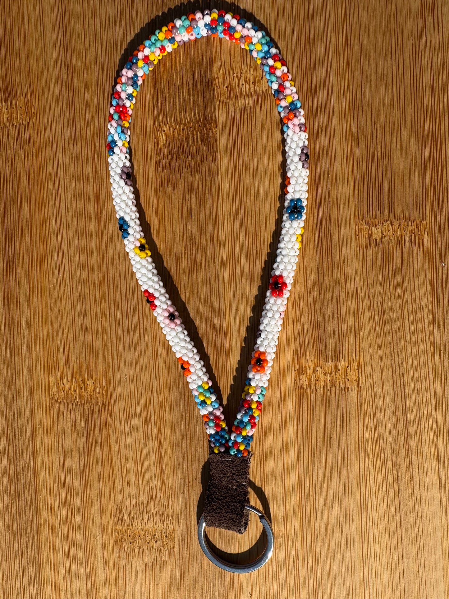 Rainbow Flowers Beaded Wristlet