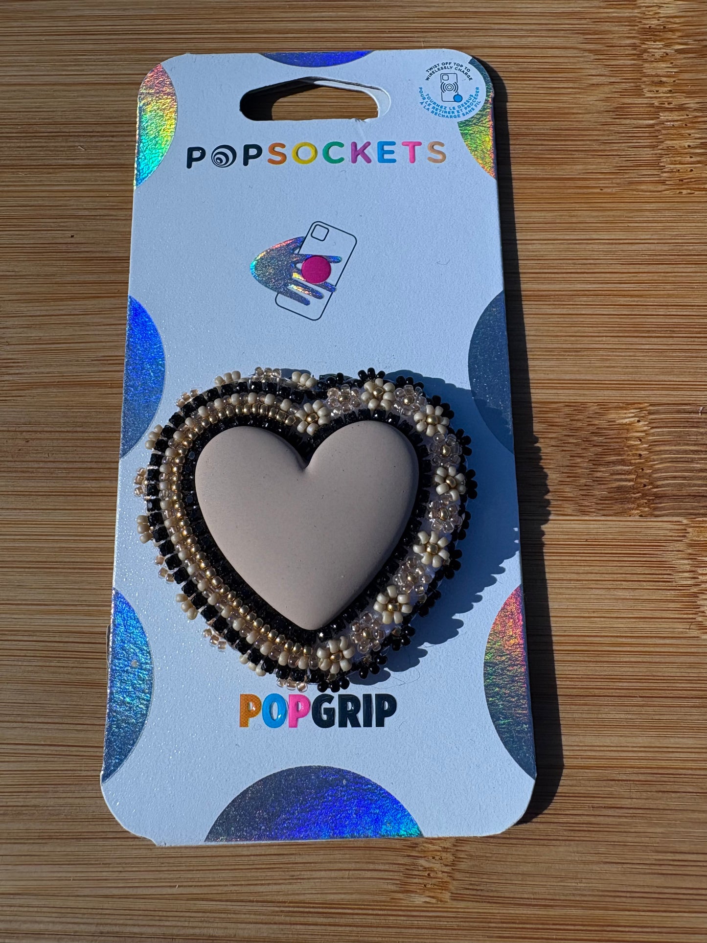 Black and Tan Heart Phone Grip