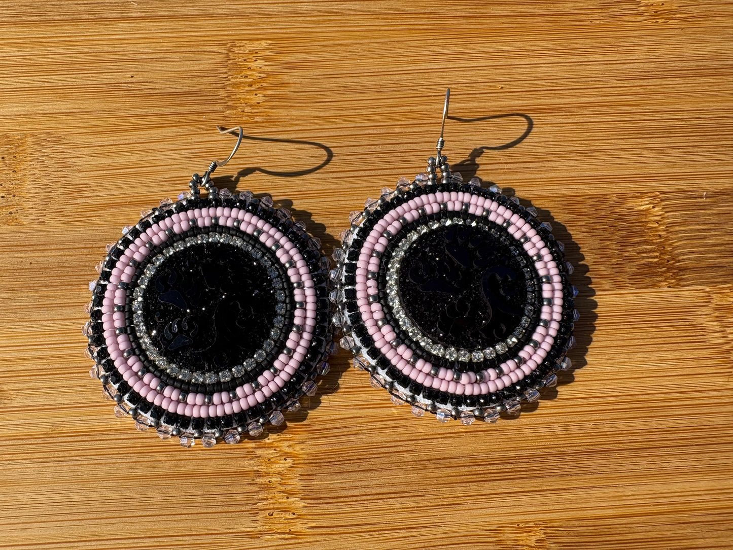 Black and Pink Bear Claw Earrings