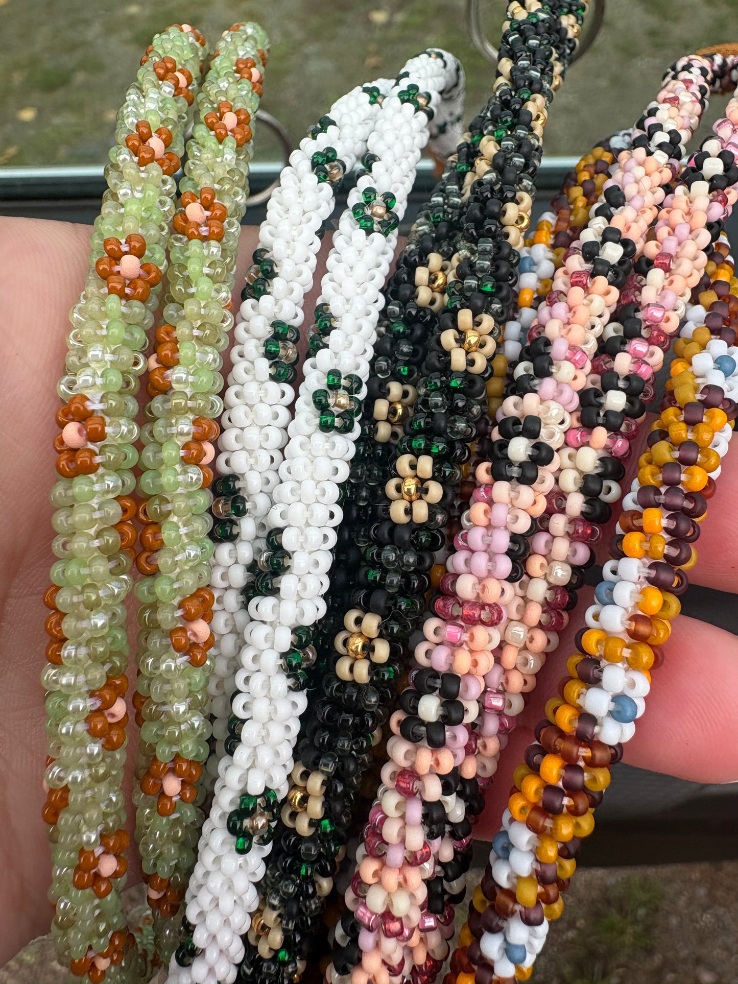 Mixed Pink Lanyard with Black Flowers