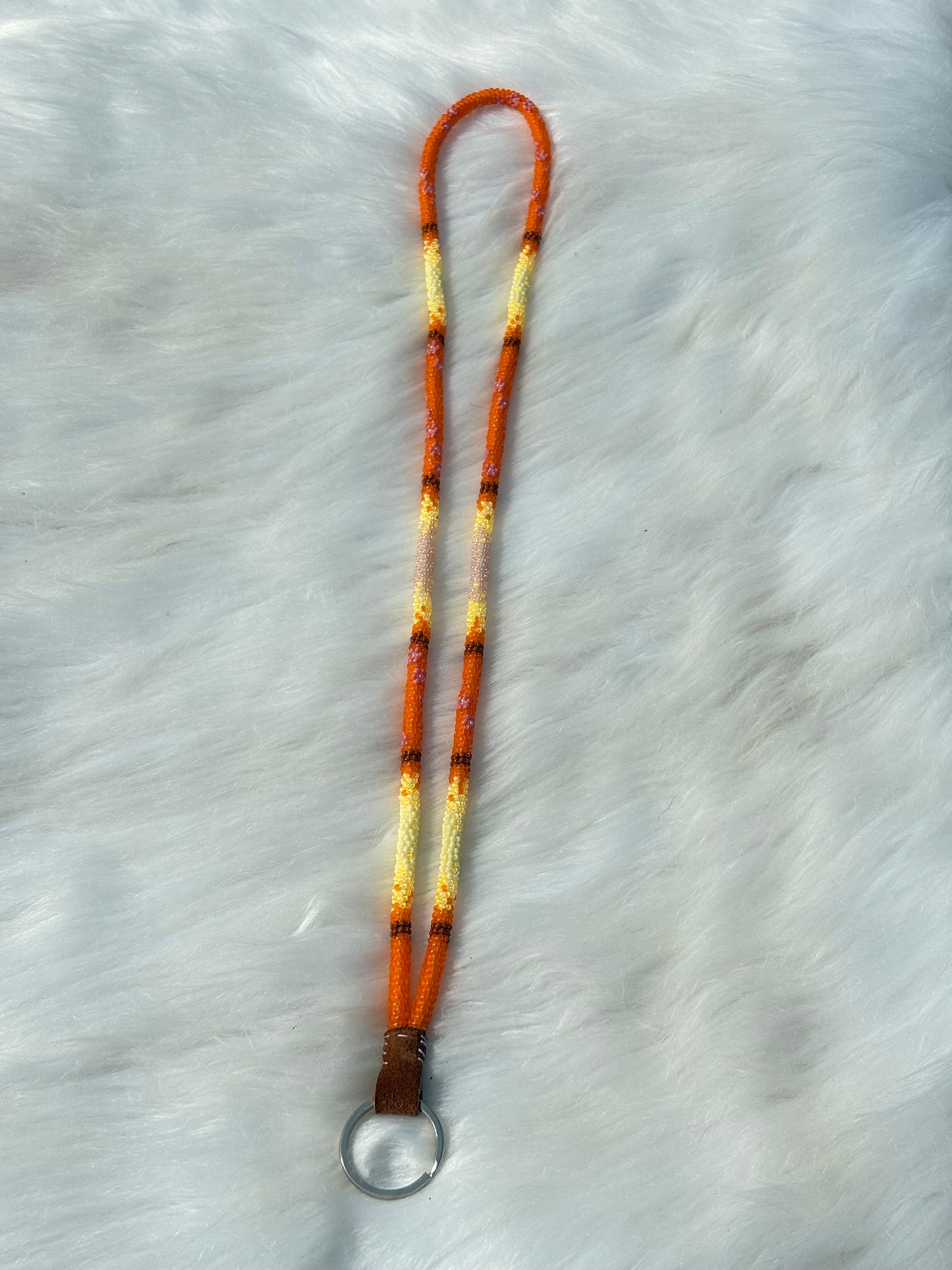 Bright Orange Beaded Lanyard