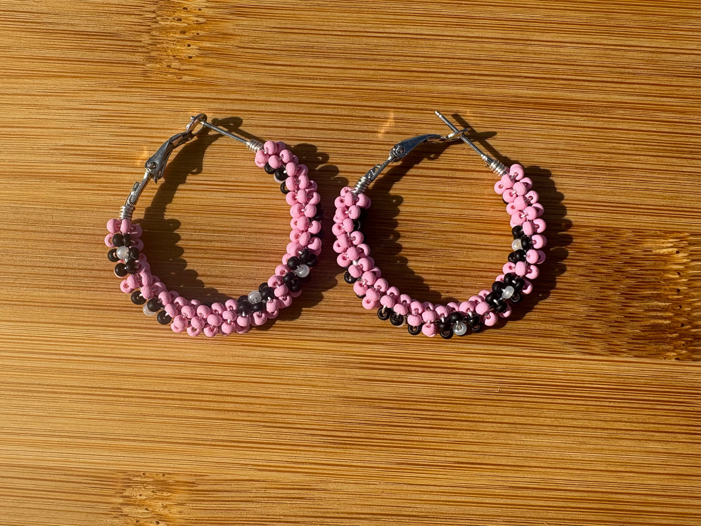 Wire Wrapped Beaded Flower Hoops
