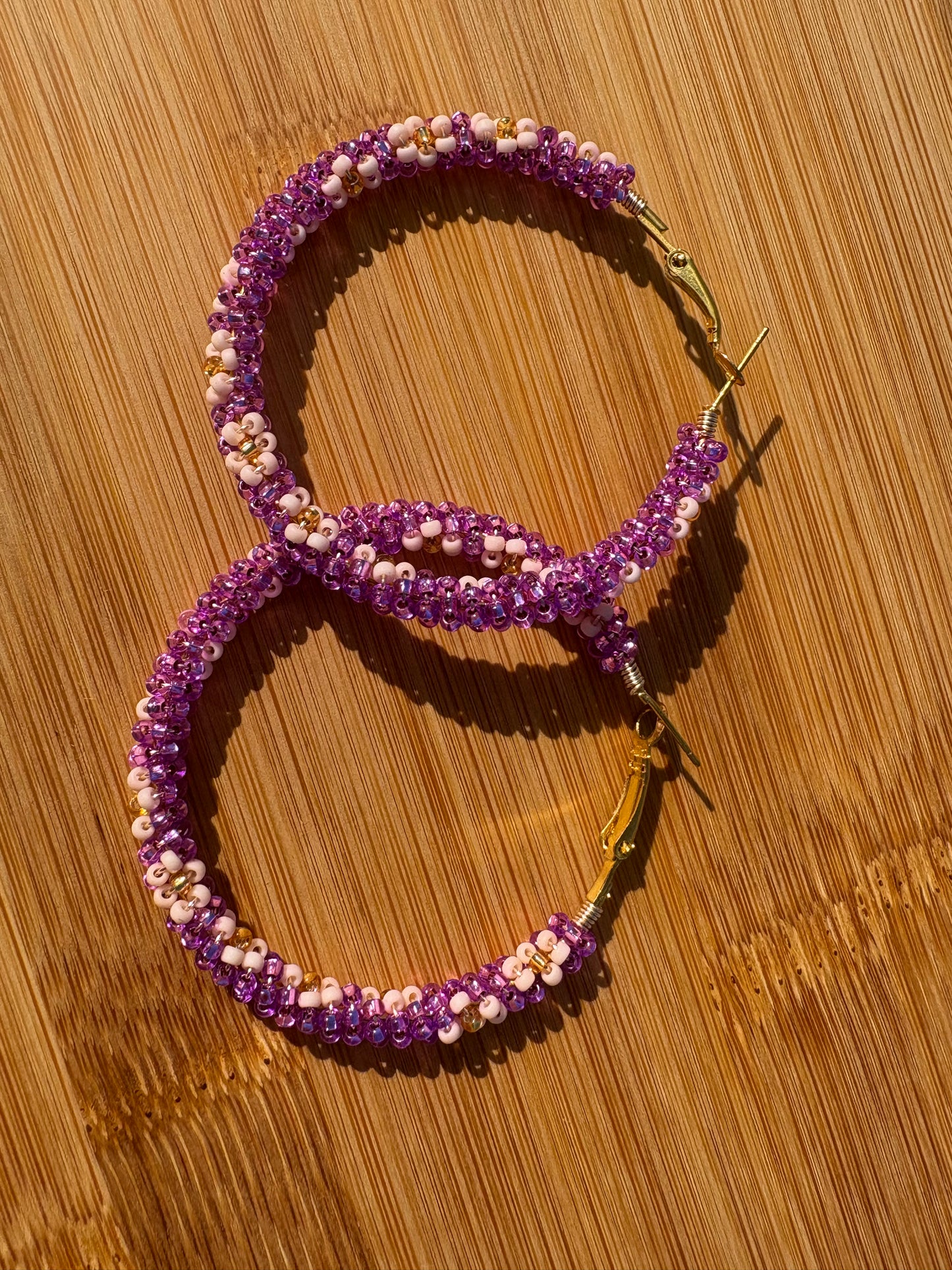 Purple Wire Wrapped Hoops