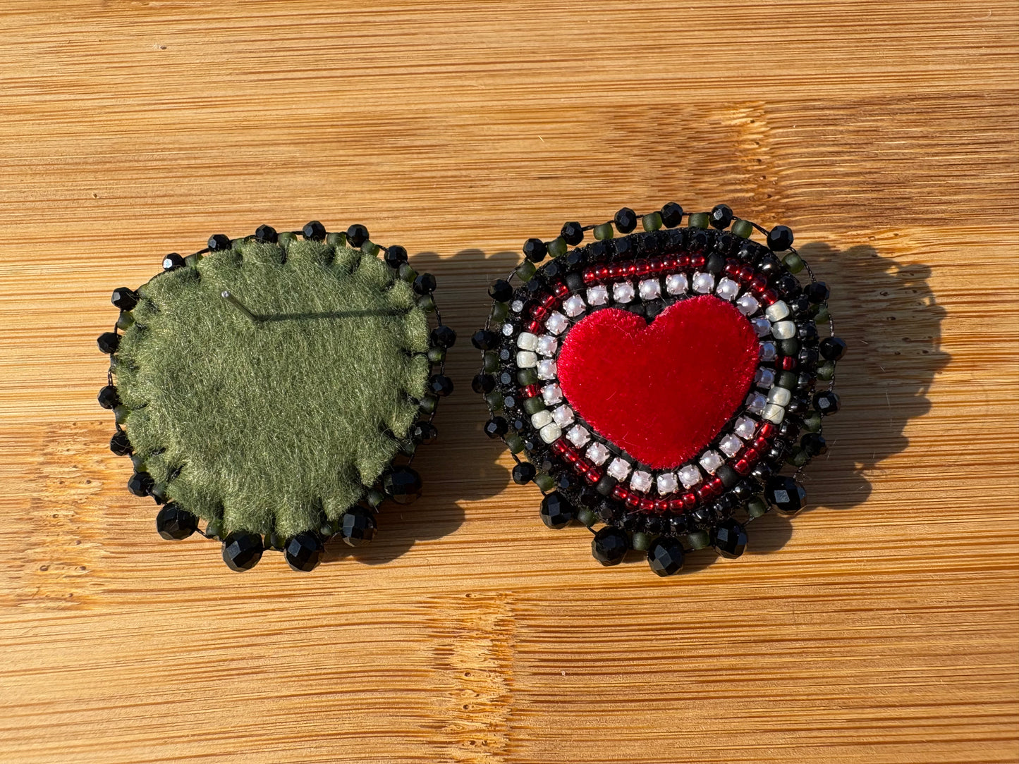 Red Velvet Beaded Stud Earrings