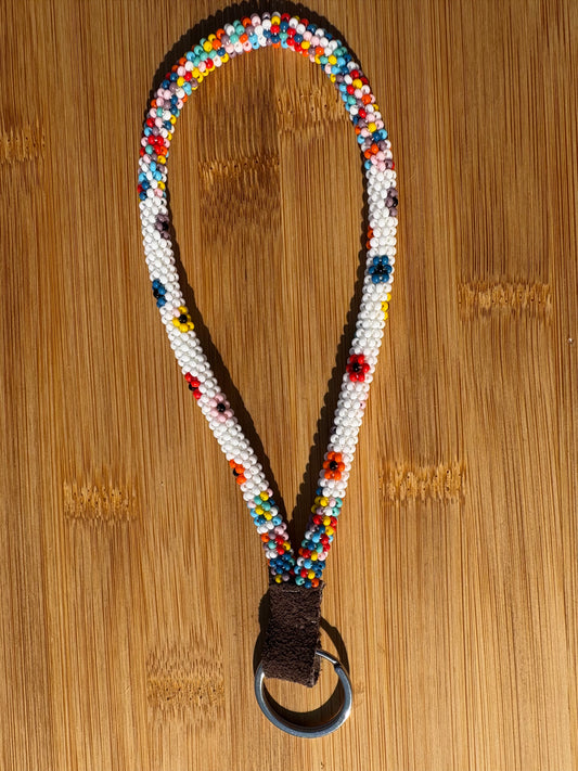 Rainbow Flowers Beaded Wristlet