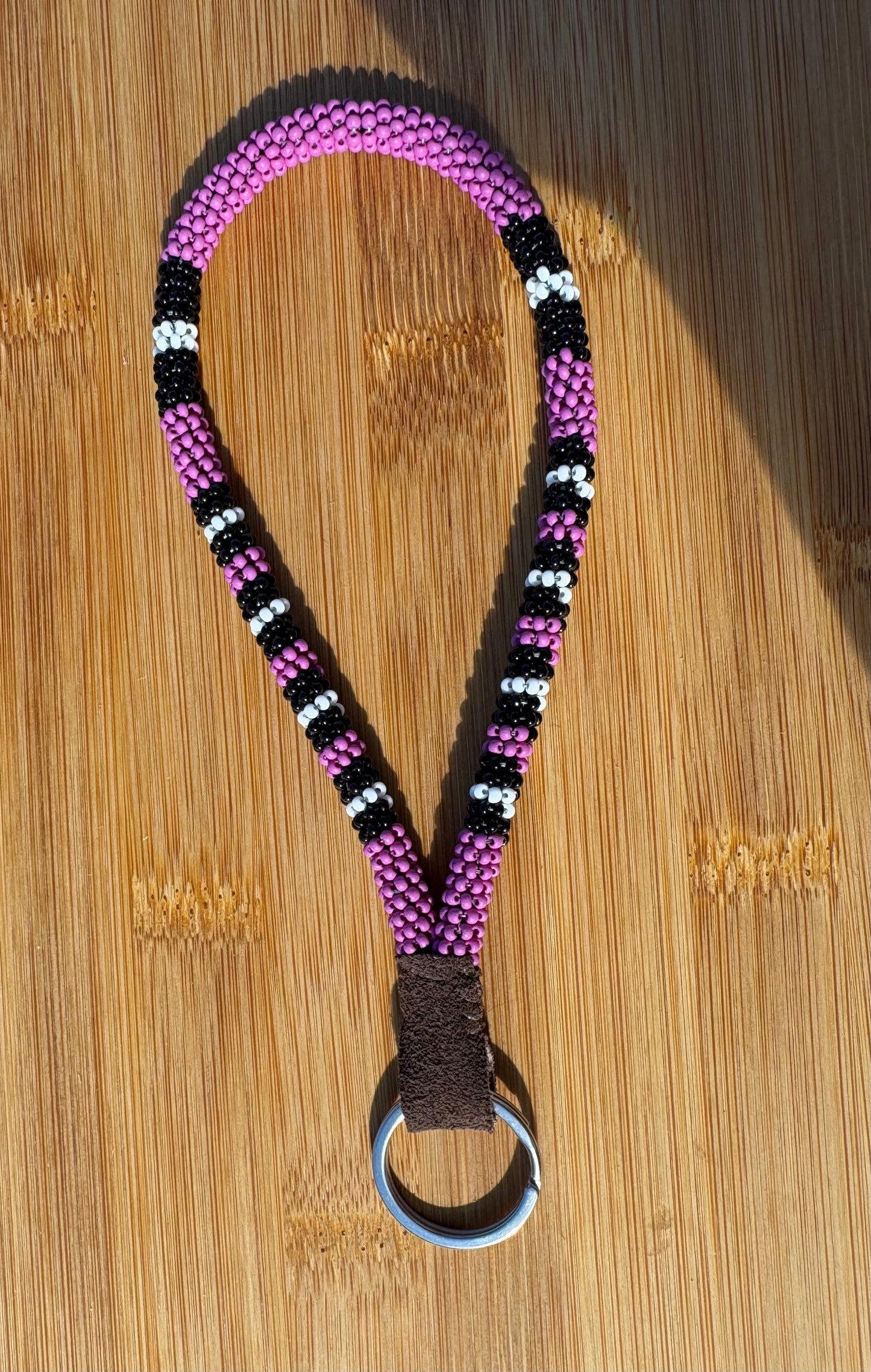 Purple Striped Beaded Wristlet