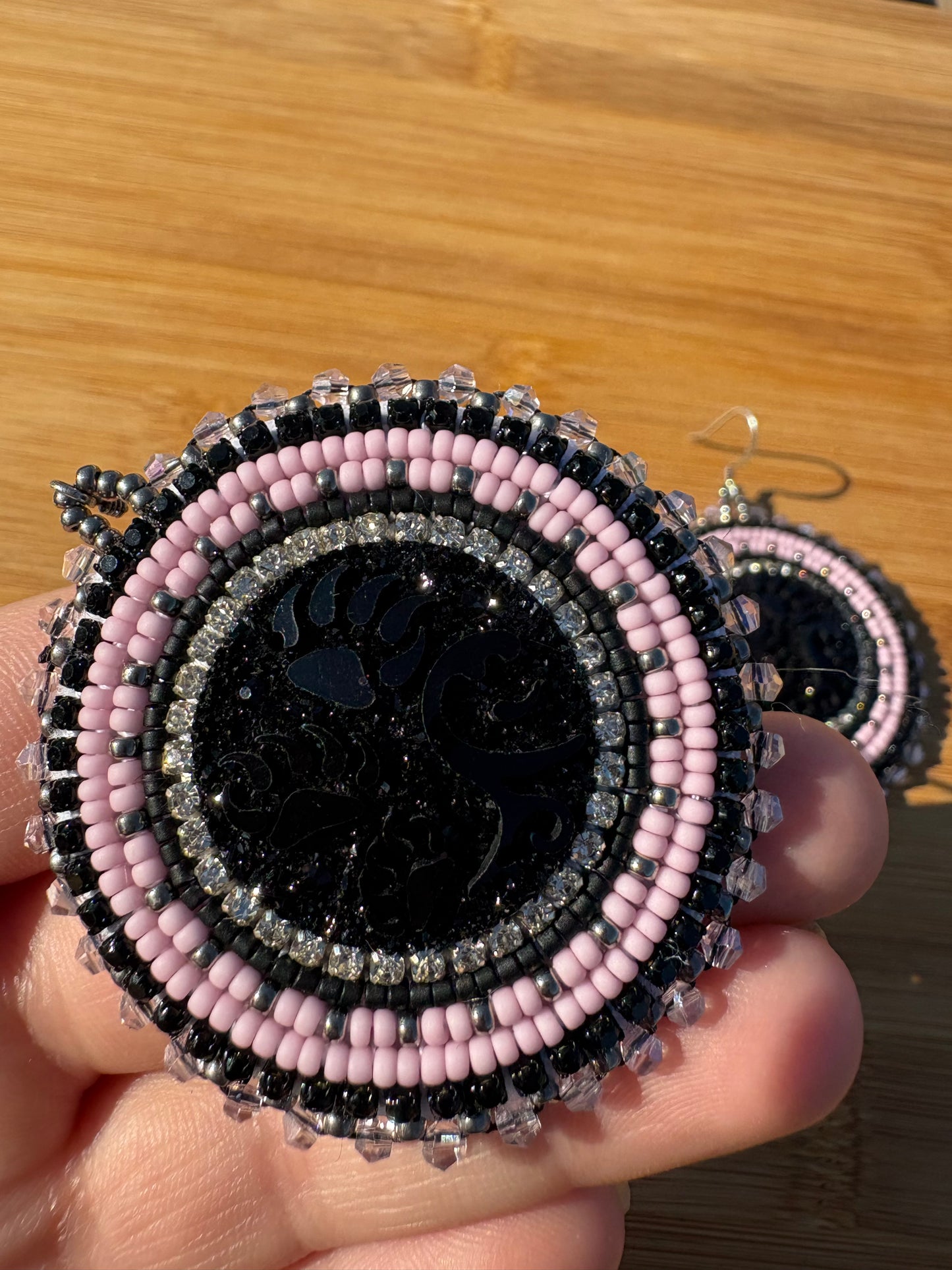 Black and Pink Bear Claw Earrings