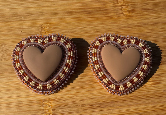 Large Brown Heart Earrings