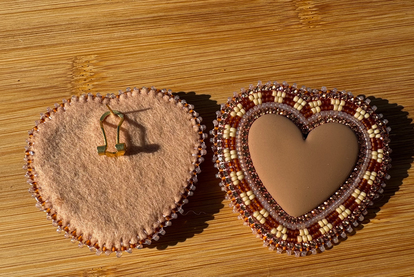 Large Brown Heart Earrings