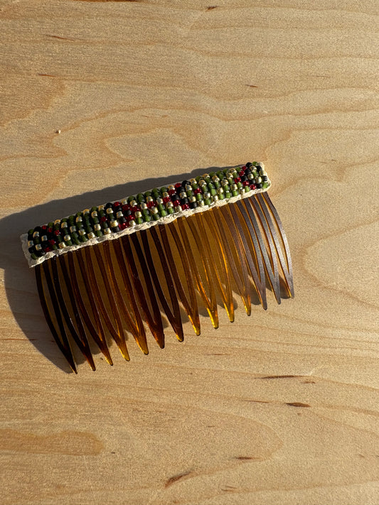 Beaded Decorative Hair Comb (Green)
